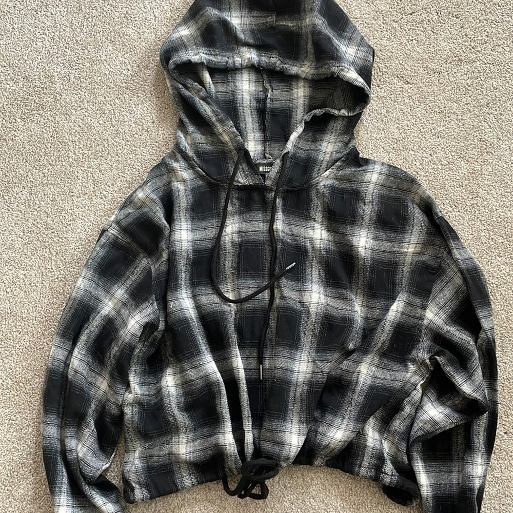 Plaid crop light sweatshirt